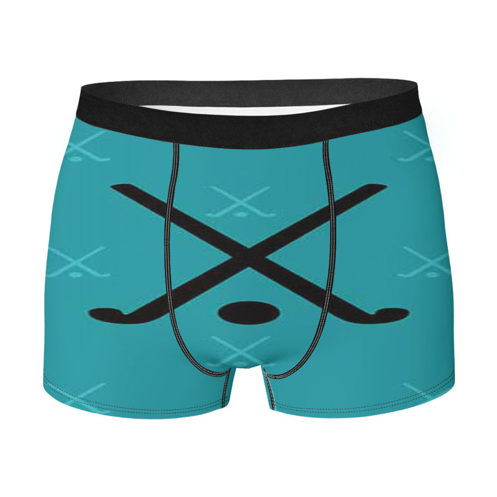 Field Hockey Symbol On Green Men'S Boxer Briefs
