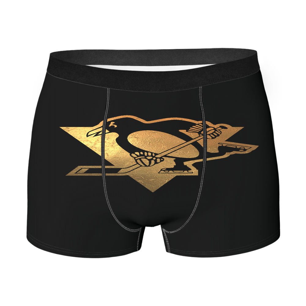 Gold Pittsburgh Penguin Logo Men'S Boxer Briefs
