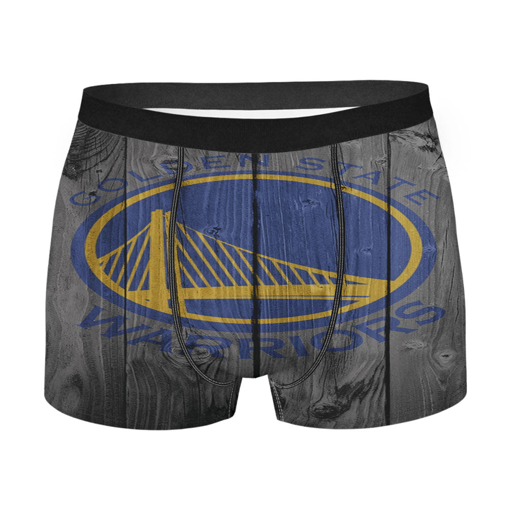 Golden State Warriors Nba Logo Dark Wood Wallpaper Men'S Boxer Briefs