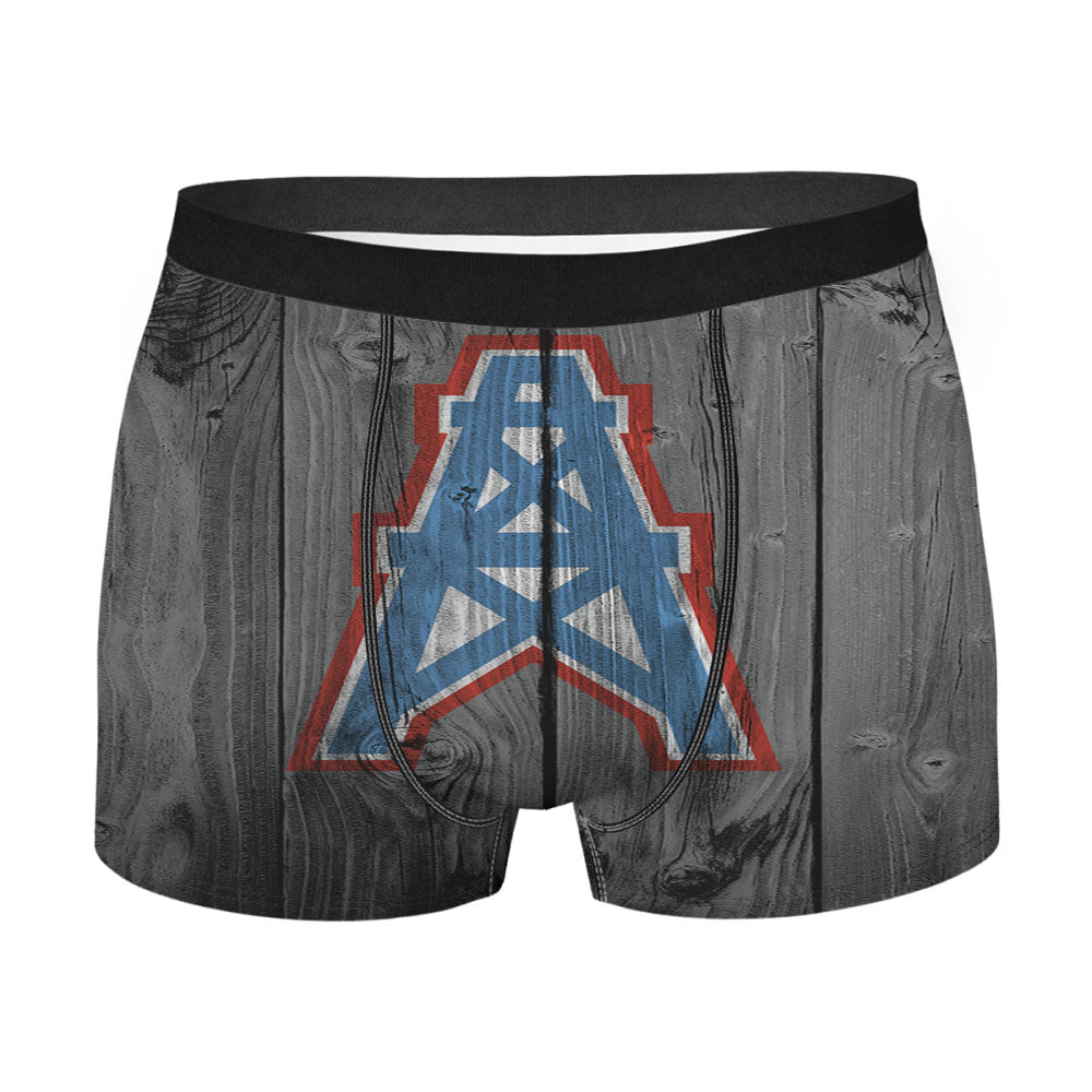 Houston Oilers Nfl Logo Dark Wood Wallpaper Men'S Boxer Briefs