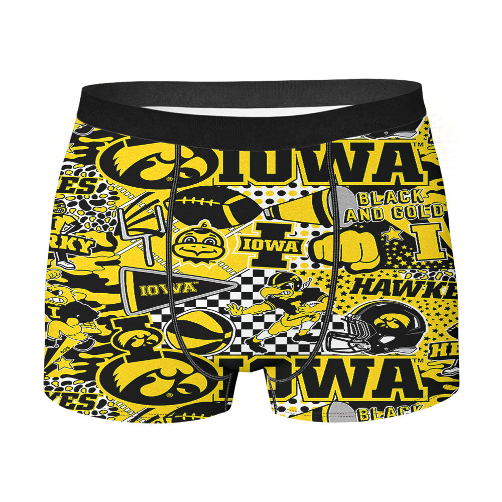 Iowa Hawkeyes Doodle Logo And Mascot Men'S Boxer Briefs