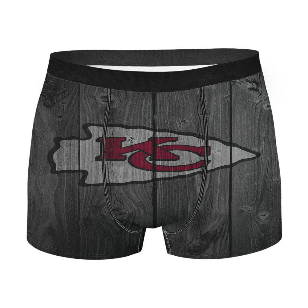 Kansas City Chiefs Nfl Logo Dark Wood Wallpaper Men'S Boxer Briefs