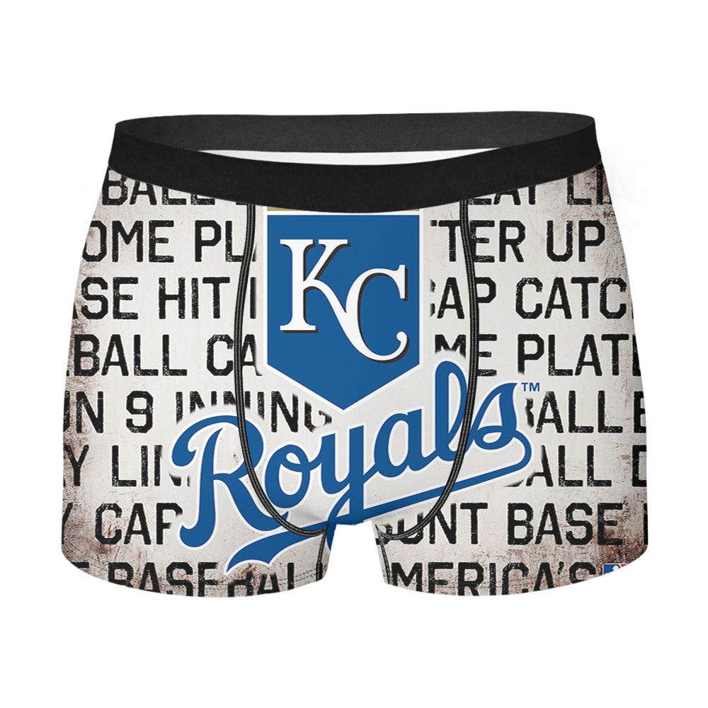 Kansas City Royals Logo On Typography Men'S Boxer Briefs