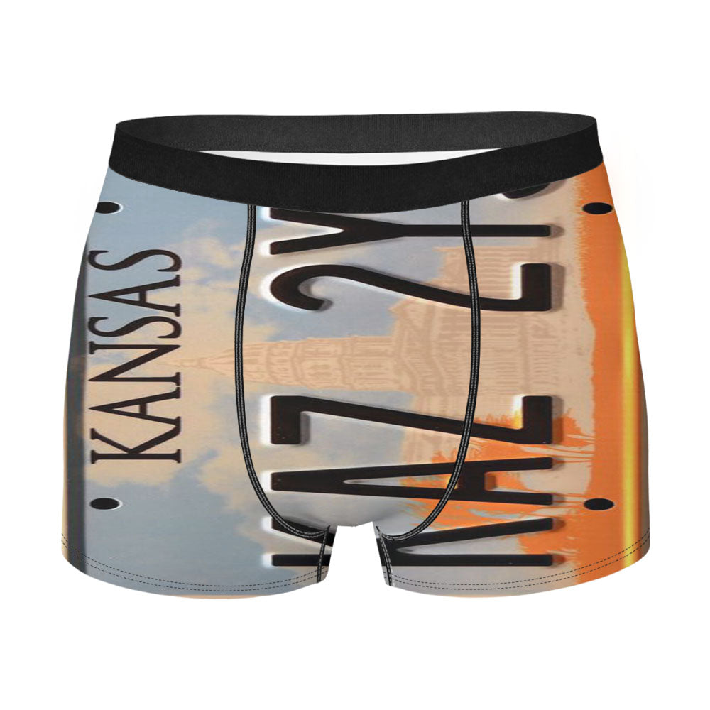 Kansas License Plate Men'S Boxer Briefs