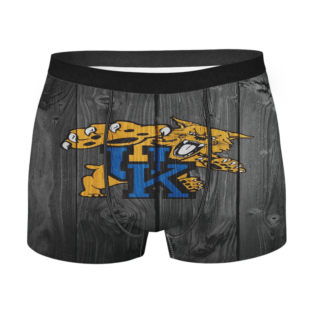 Kentucky Wildcats University Logo Dark Wood Wallpaper Men'S Boxer Briefs