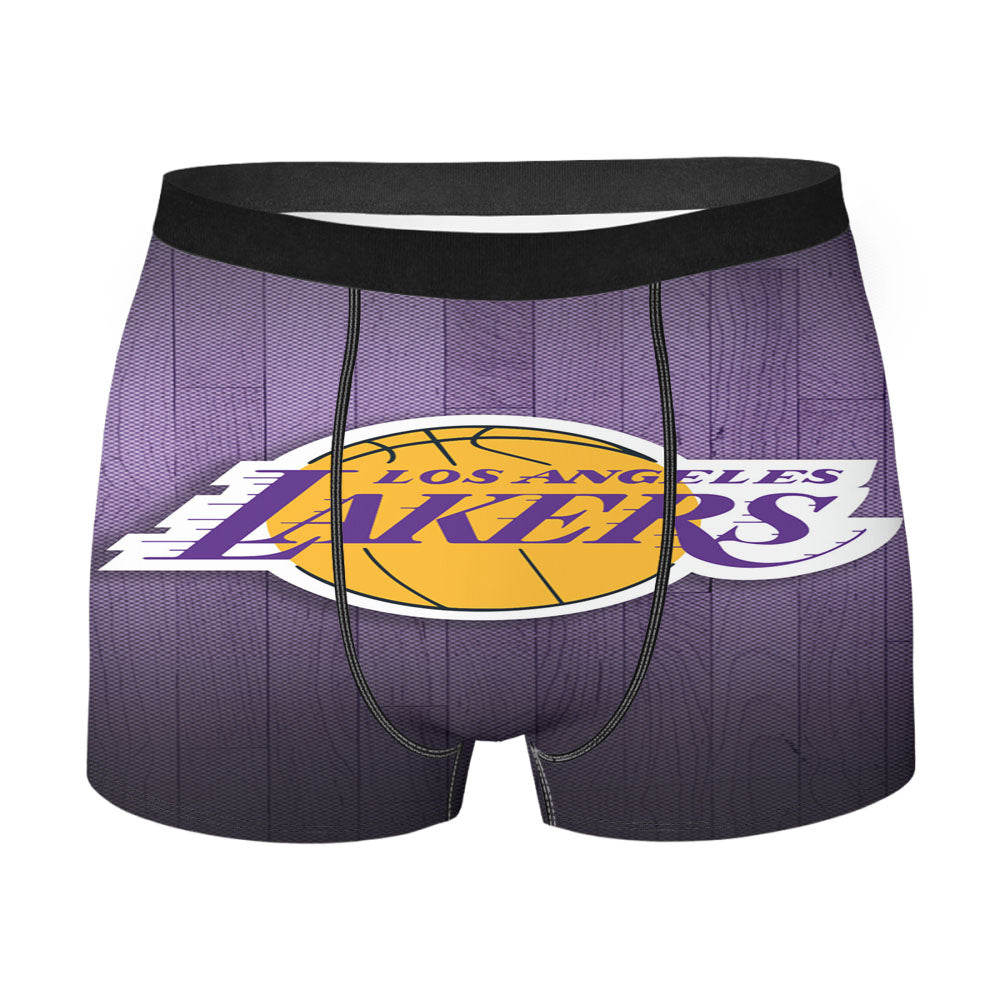 Lakers Los Angeles Team Basket Ball With Texture Men'S Boxer Briefs