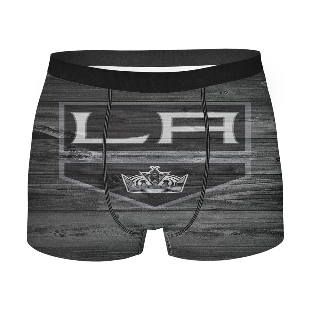 Los Angeles Kings Logo Dark Wood Wallpaper Men'S Boxer Briefs