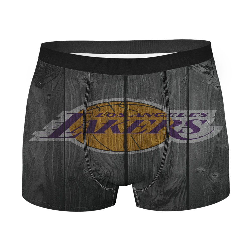Los Angeles Lakers Nba Logo Dark Wood Wallpaper Men'S Boxer Briefs