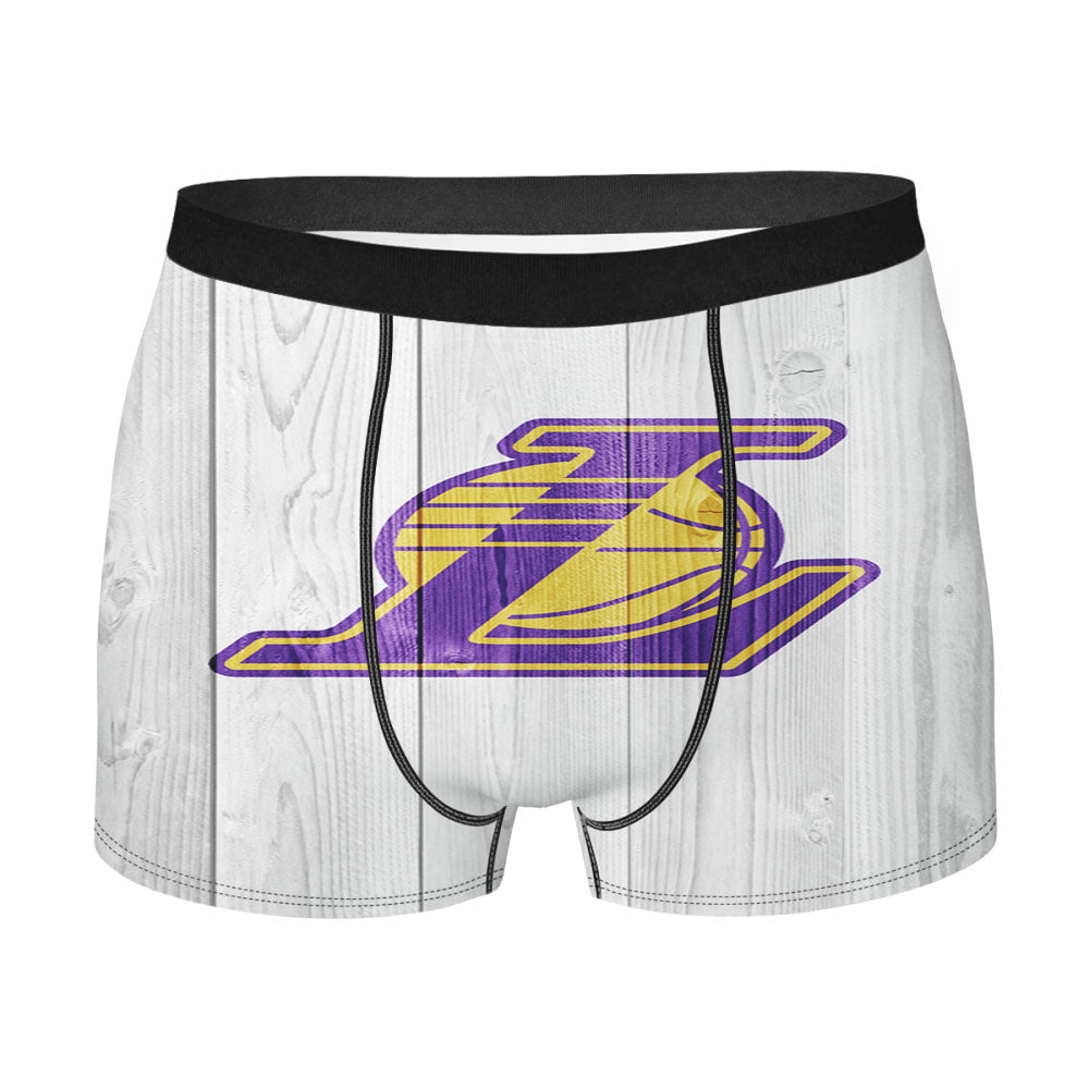 Los Angeles Lakers Nba Logo White Wood Wallpaper 2 Men'S Boxer Briefs