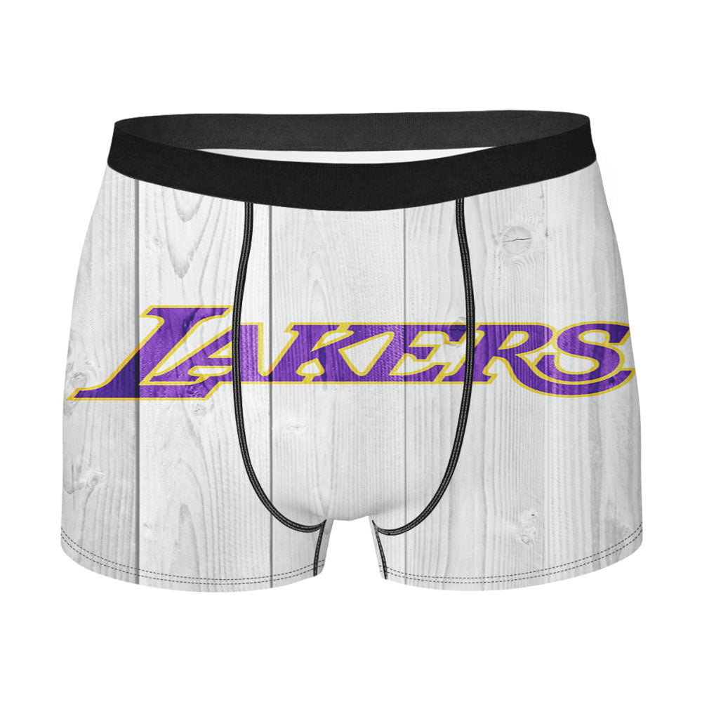 Los Angeles Lakers Nba Logo White Wood Wallpaper 3 Men'S Boxer Briefs
