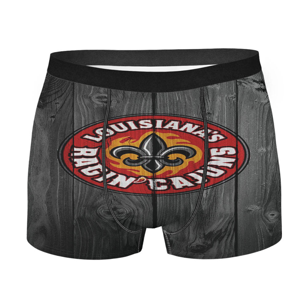 Louisiana Ragin Cajuns University Nfl Logo Dark Wood Wallpaper Men'S Boxer Briefs