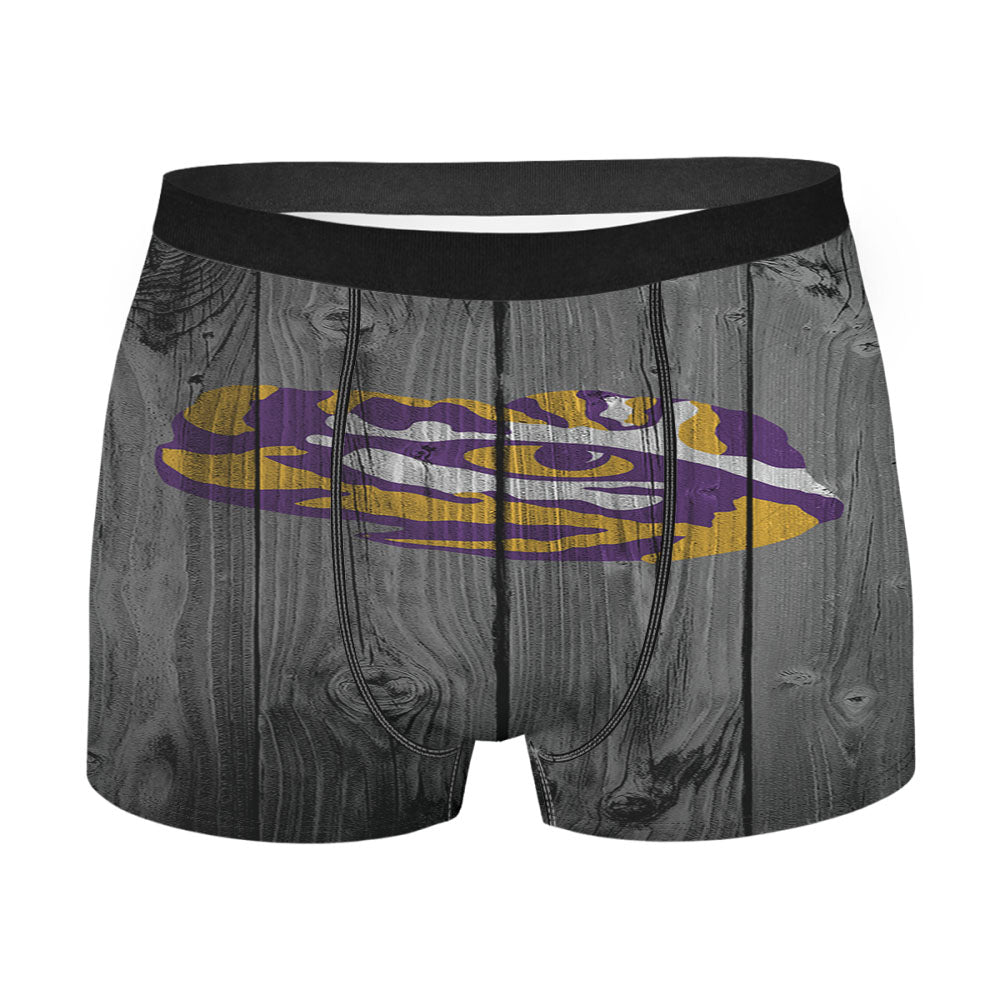 Lsu Tigers Nfl Eye Of The Tiger Logo Dark Wood Wallpaper Men'S Boxer Briefs