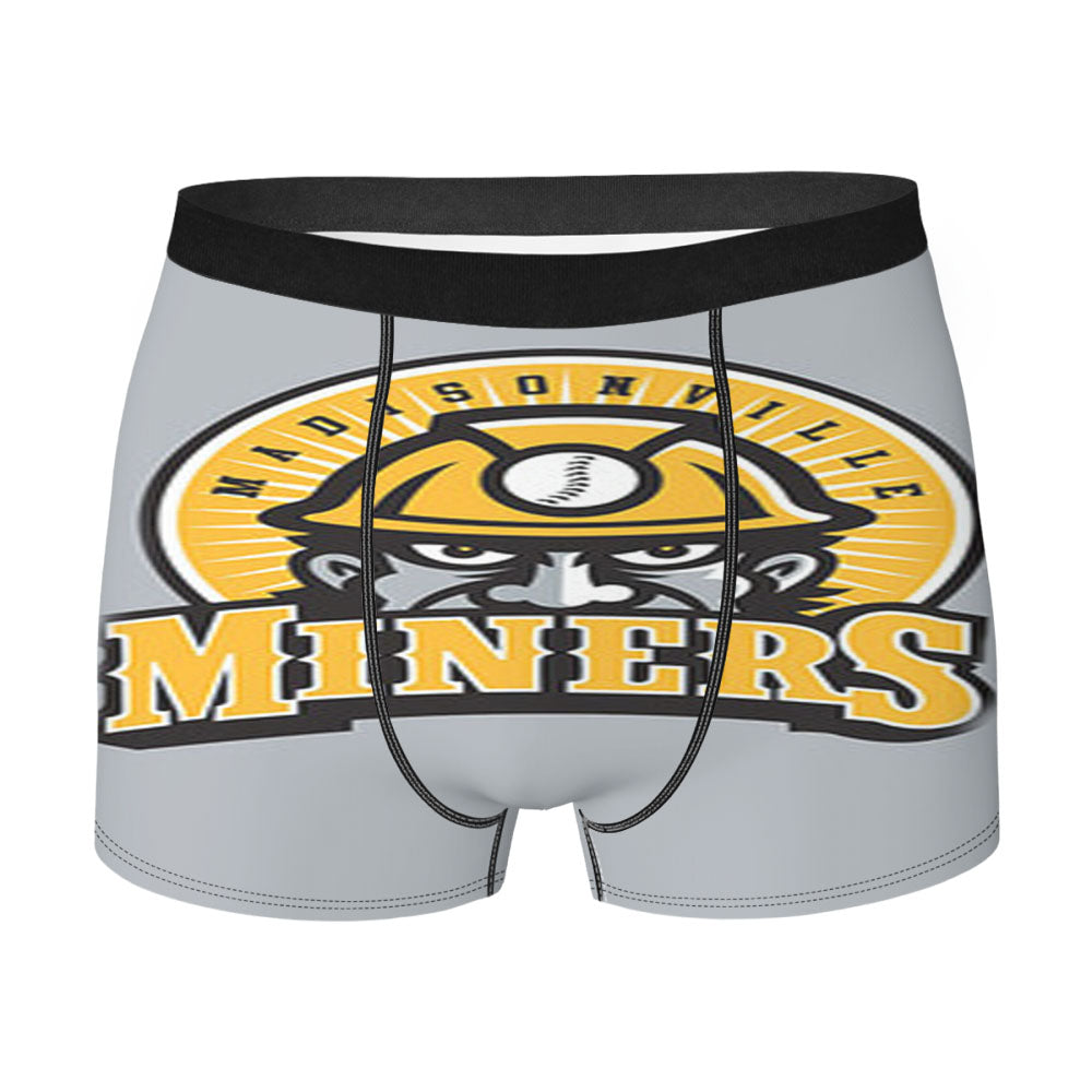Madisonn Ville Miner Baseball Logo Gray Men'S Boxer Briefs