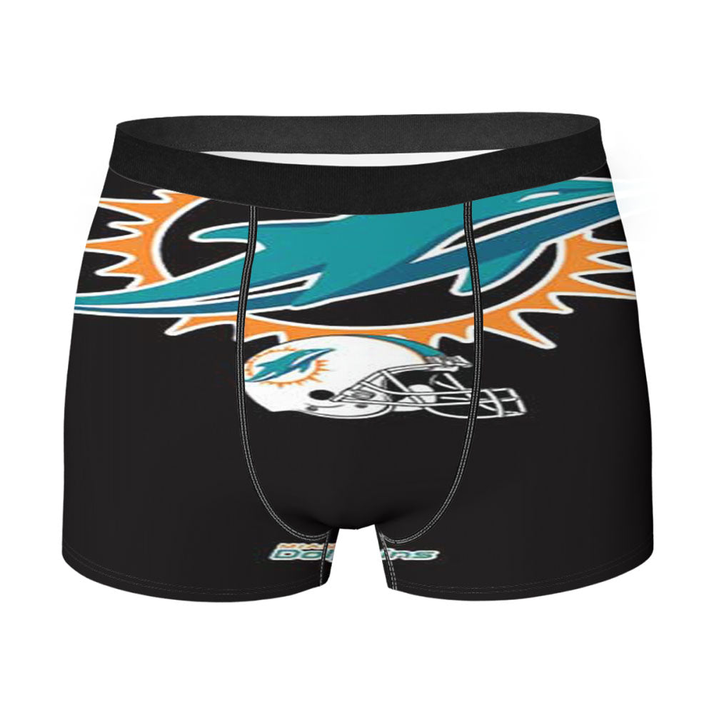 Miami Dolphins Logos On Blk Men'S Boxer Briefs