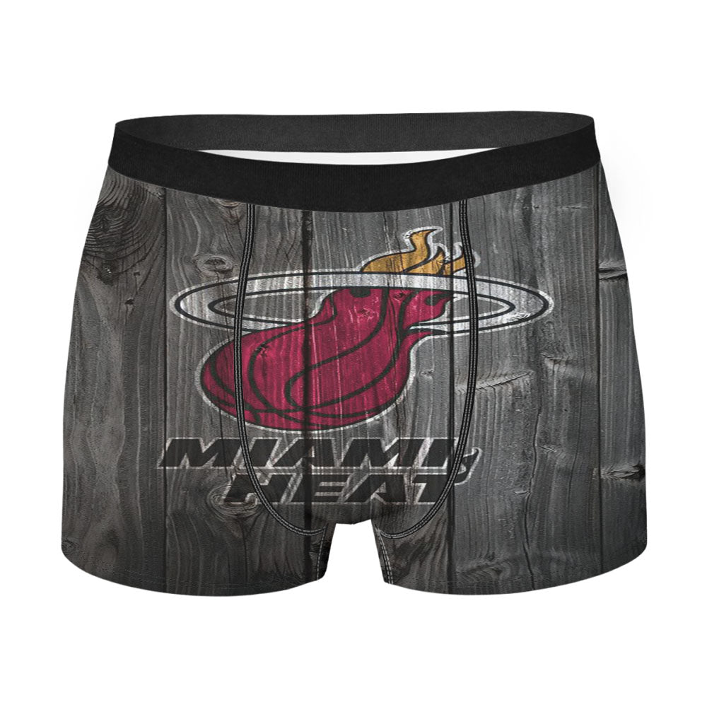 Miami Heat Nba Logo Dark Wood Wallpaper Men'S Boxer Briefs