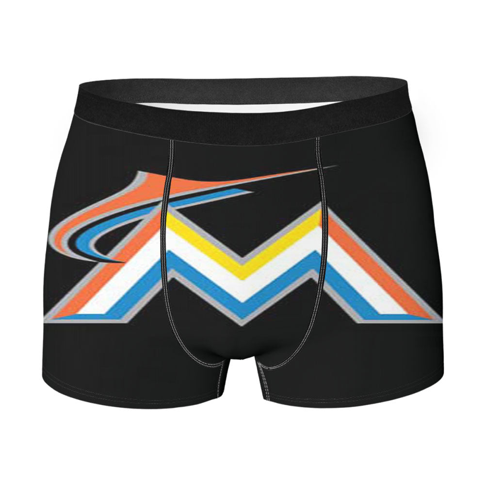 Miami Marlins Logo On Blk Men'S Boxer Briefs