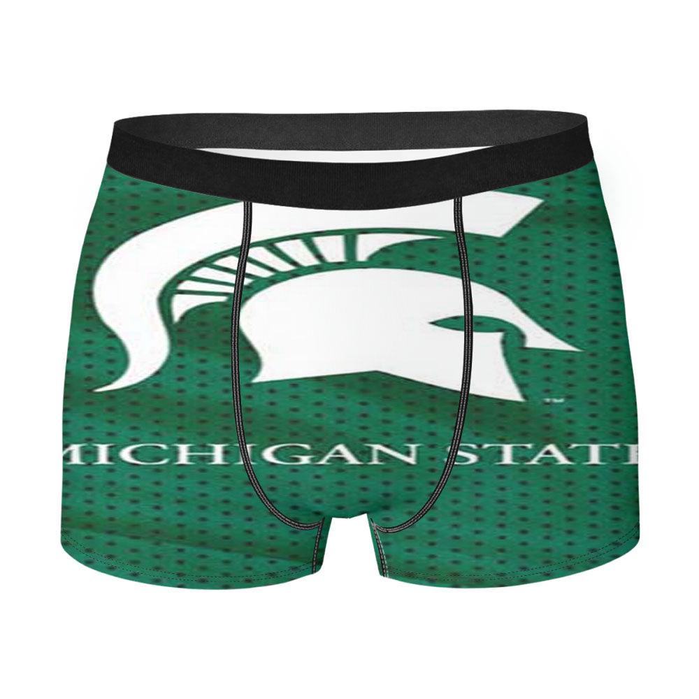 Michigan State Logo On Green Jersey Men'S Boxer Briefs