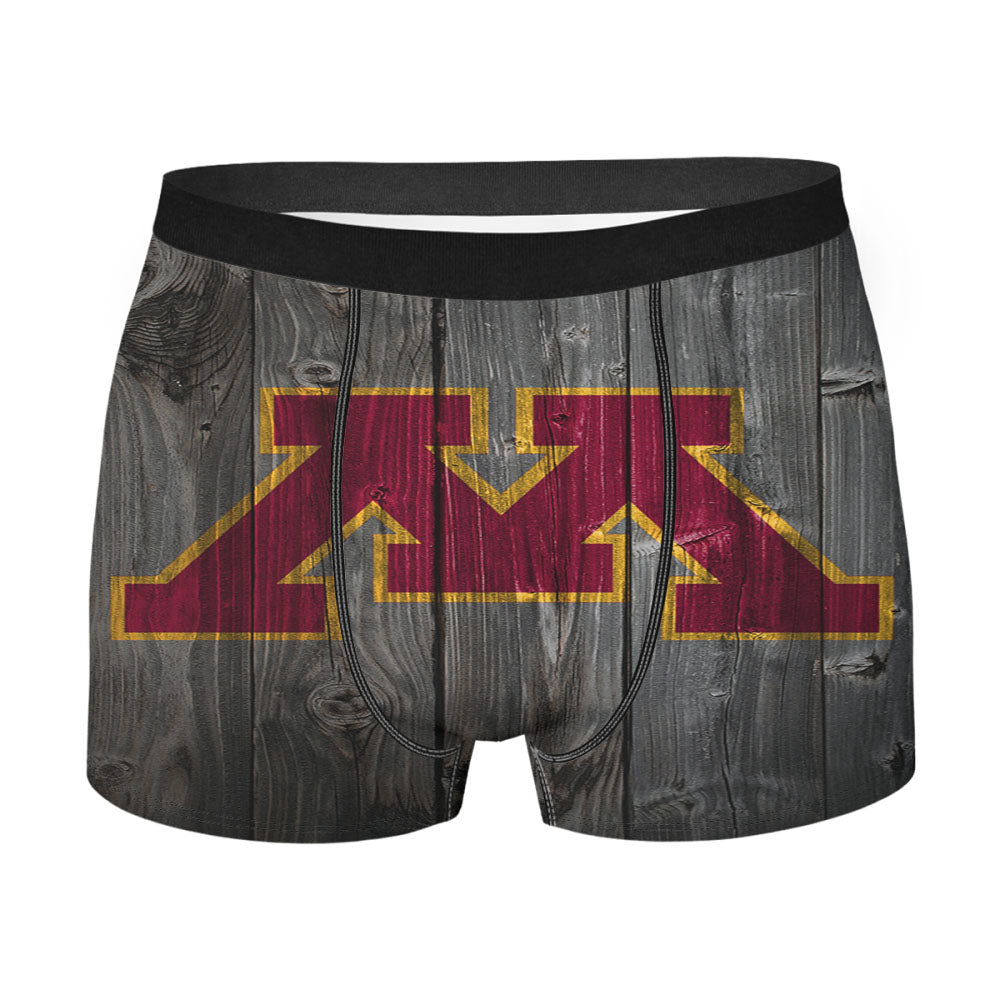 Minnesota Golden Gophers Dark Wood Logo Men'S Boxer Briefs