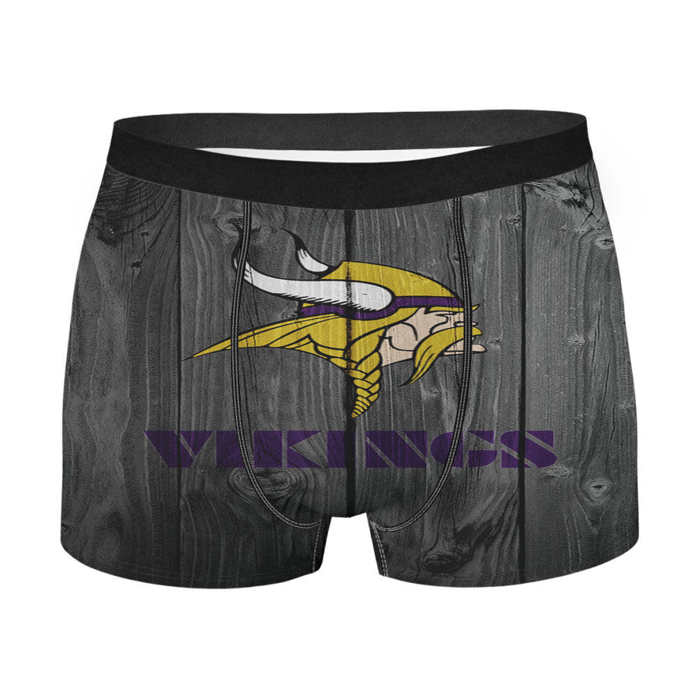 Minnesota Vikings Nfl Logo Dark Wood Wallpaper Men'S Boxer Briefs