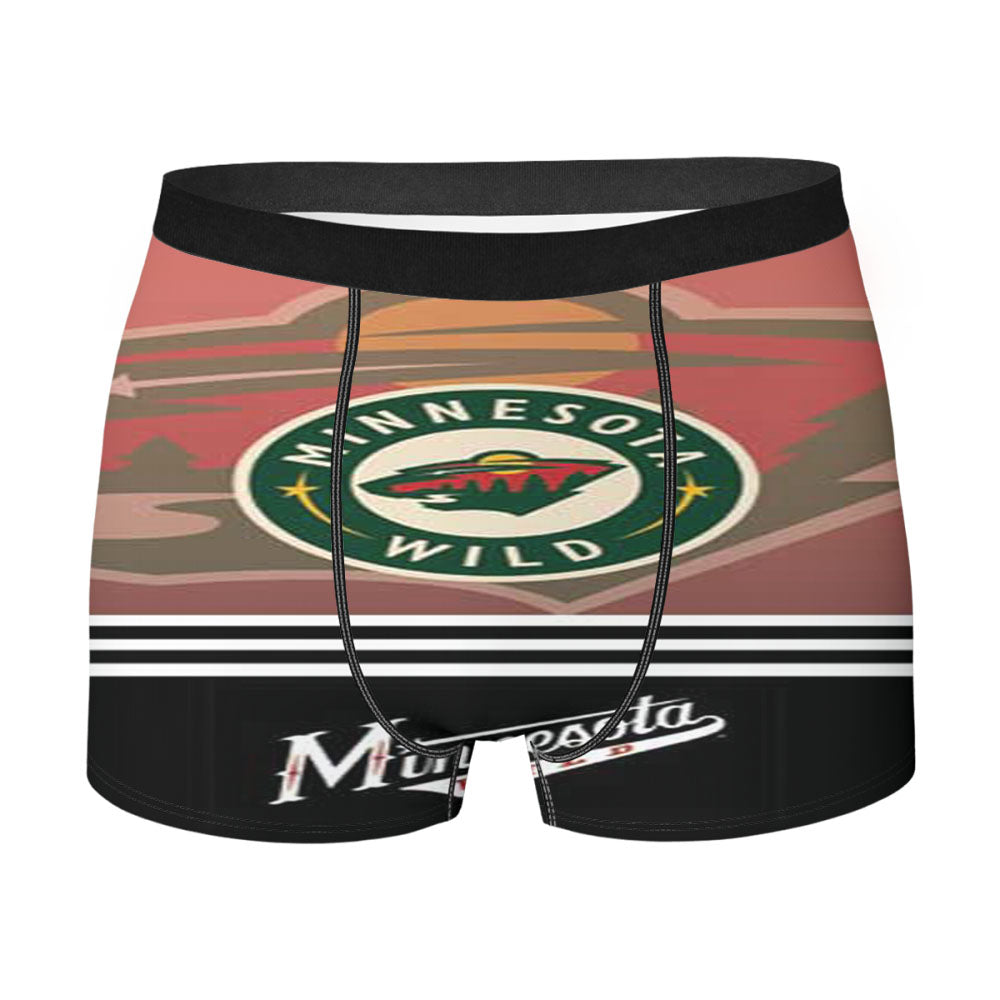 Minnesota Wild Logos Stripes Red Fade Men'S Boxer Briefs