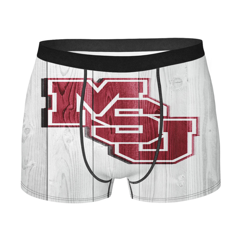 Mississippi State Cowbells University Logo White Wood Wallpaper Men'S Boxer Briefs