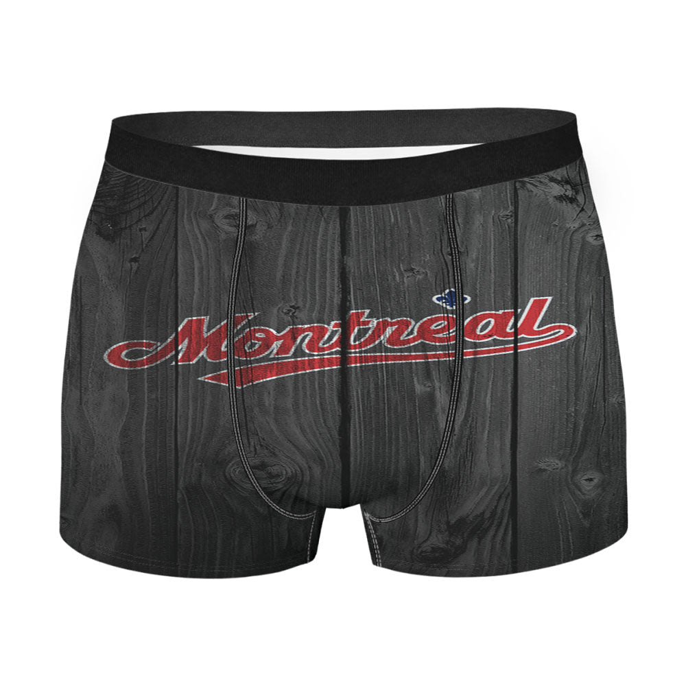 Montreal Mlb Logo Dark Wood Wallpaper Men'S Boxer Briefs