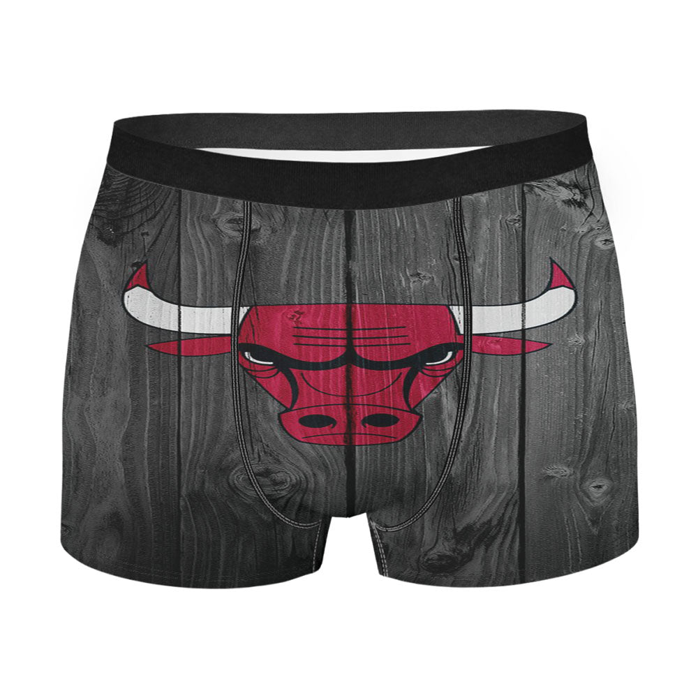 Nba Chicago Bulls Logo Dark Wood Wallpaper Men'S Boxer Briefs