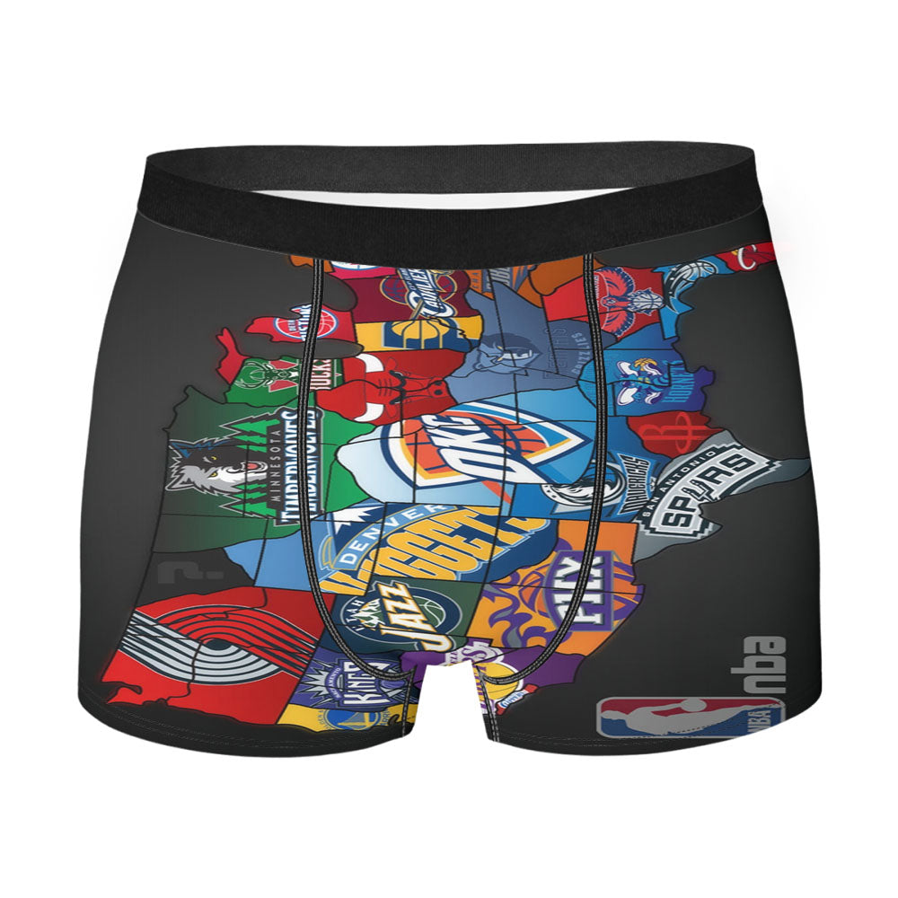Nba Usa Collages Team Men'S Boxer Briefs