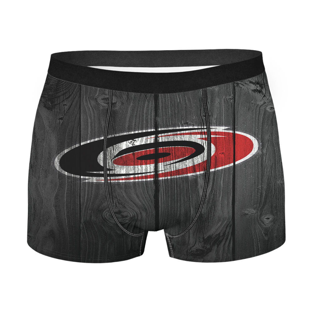 New Carolina Hurricanes Nhl Logo Dark Wood Wallpaper Men'S Boxer Briefs