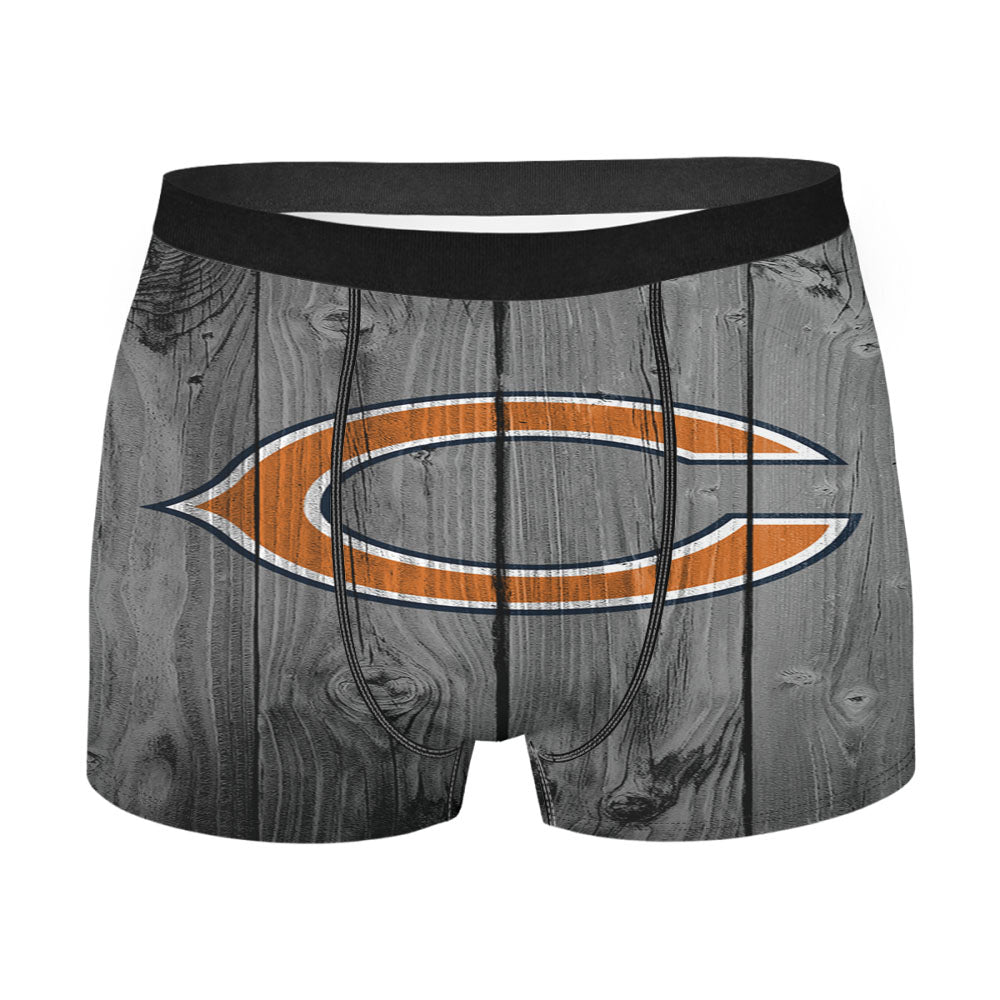 New Chicago Bears Nfl Logo Dark Wood Wallpaper Men'S Boxer Briefs