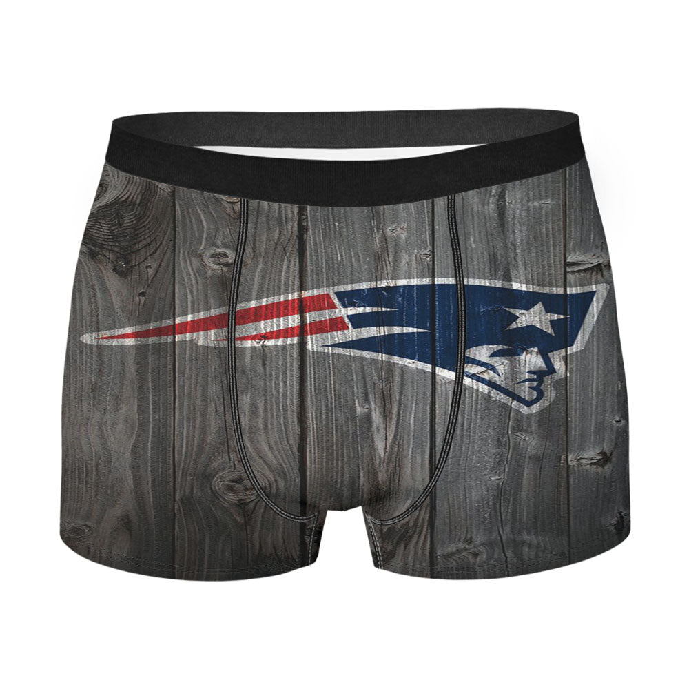 New England Patriots Nfl Logo Dark Wood Wallpaper Men'S Boxer Briefs