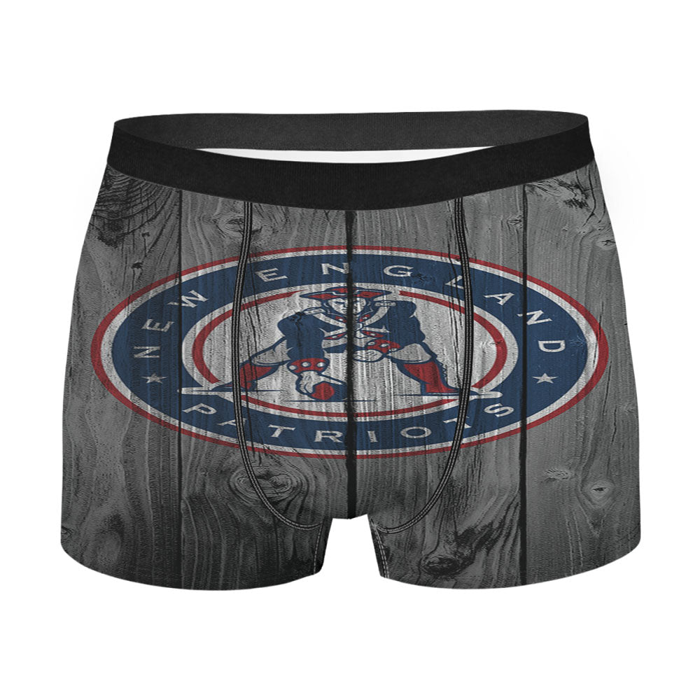 New England Patriots Throwback Logo Dark Wood Men'S Boxer Briefs