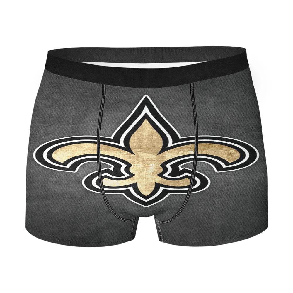 New Orleans Saints Golden Logo Gray Wall Men'S Boxer Briefs