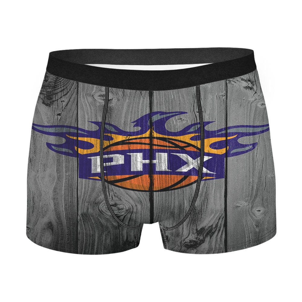 New Phoenix Suns Nba Logo Dark Wood Wallpaper Men'S Boxer Briefs