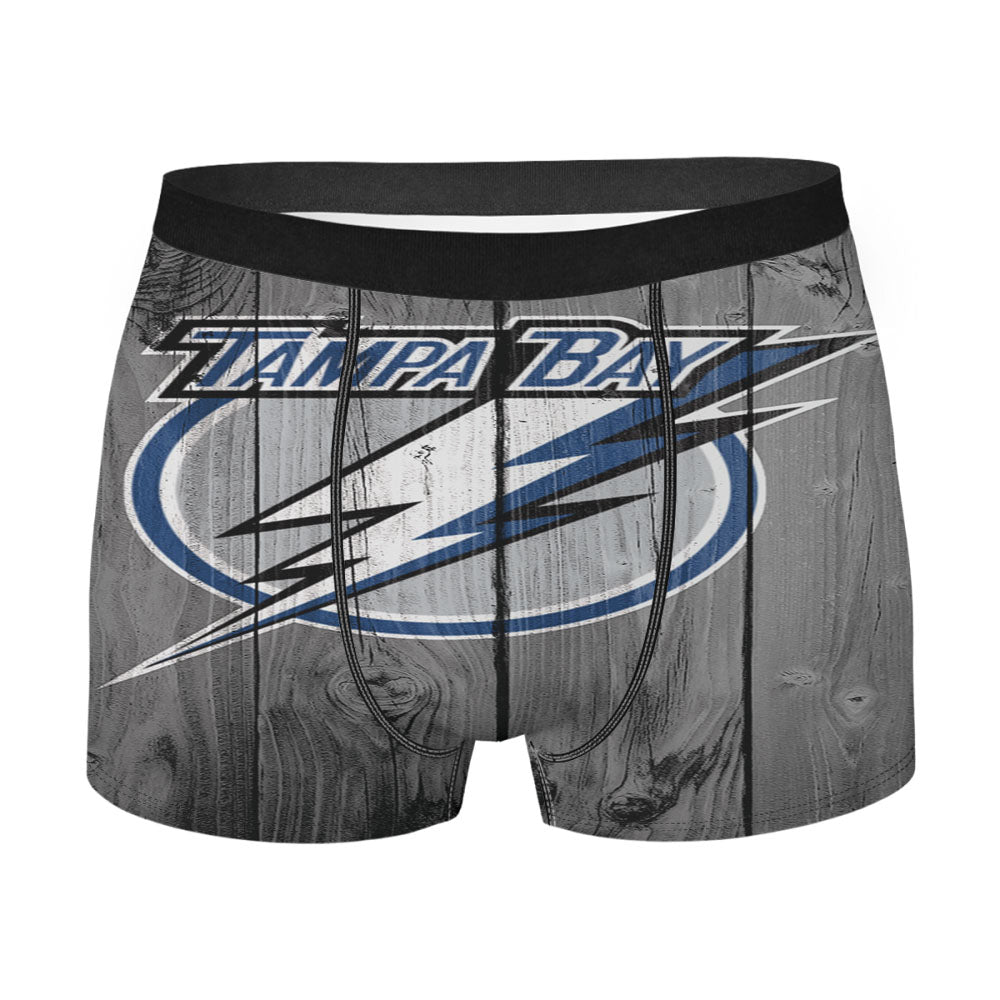 New Tampa Bay Lightning Nhl Logo Dark Wood Wallpaper Men'S Boxer Briefs