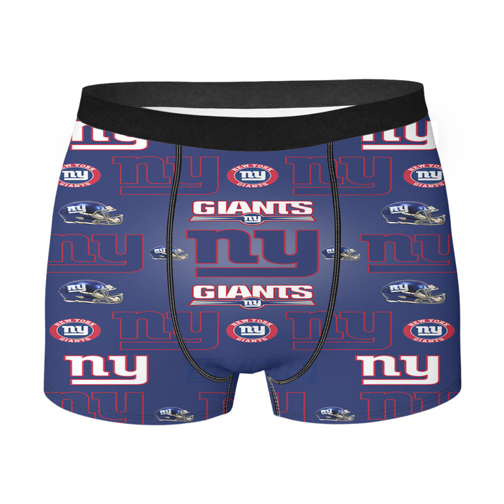 New York Giants Logo Pattern Blue Men'S Boxer Briefs