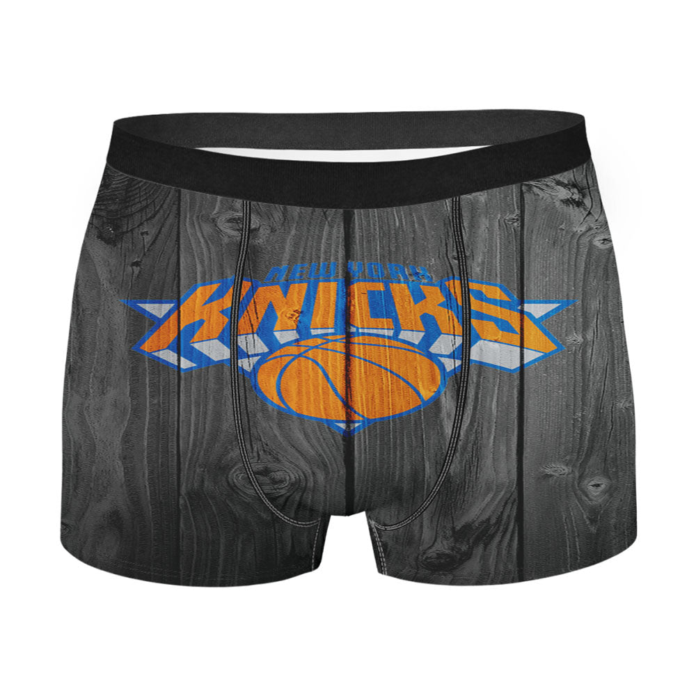 New York Knicks Nba Logo Dark Wood Wallpaper Men'S Boxer Briefs