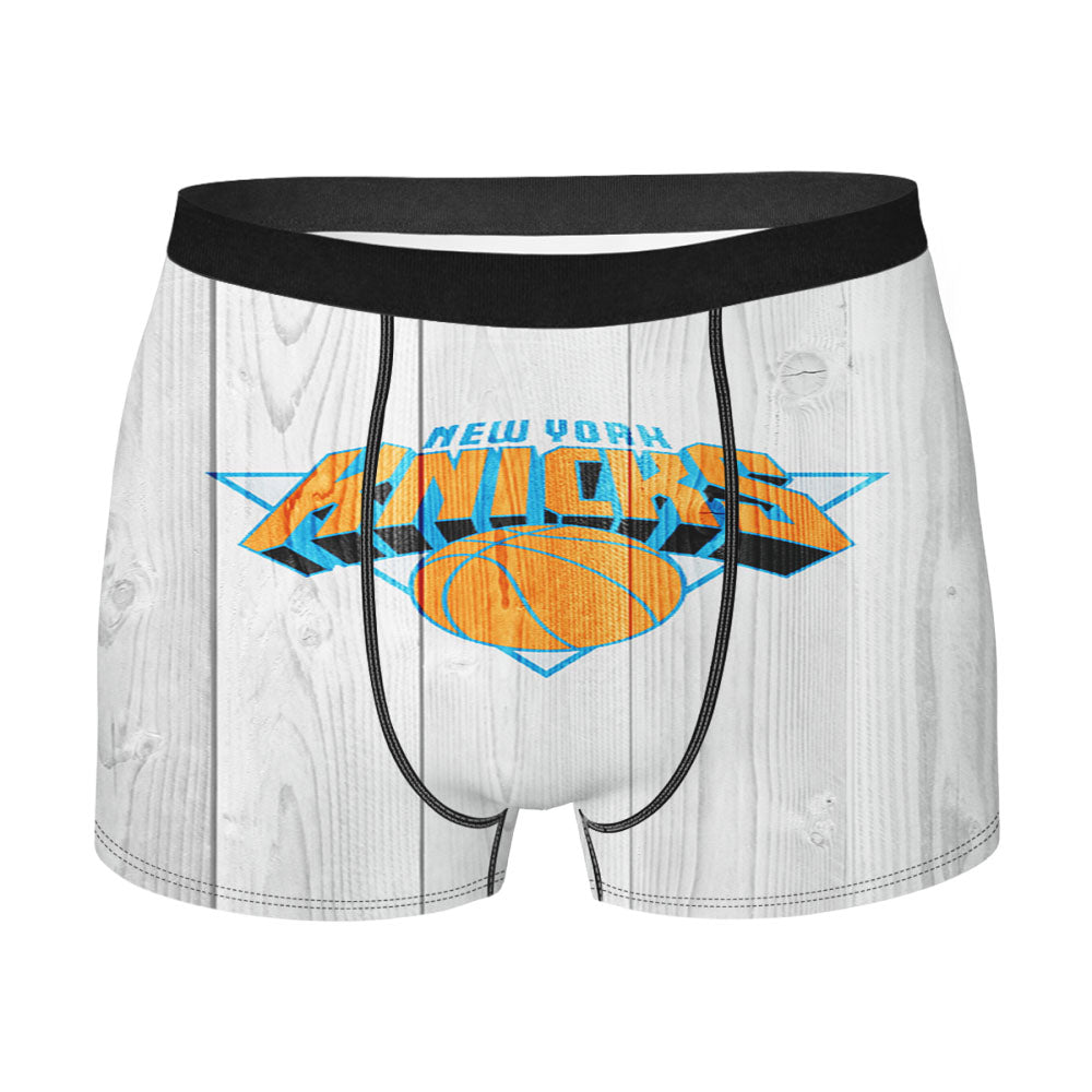 New York Knicks Nba Logo White Wood Wallpaper Men'S Boxer Briefs