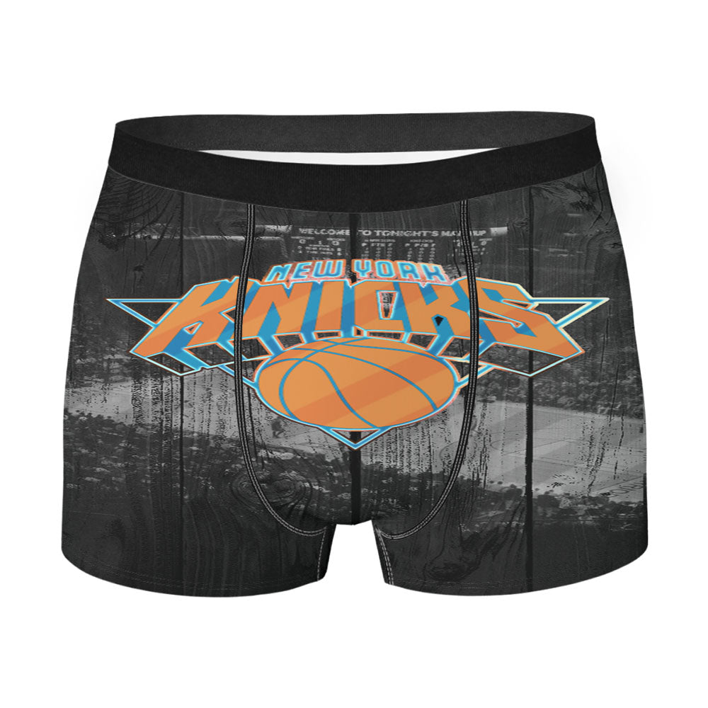 New York Knicks Stadium Logo Dark Wood Wallpaper Men'S Boxer Briefs