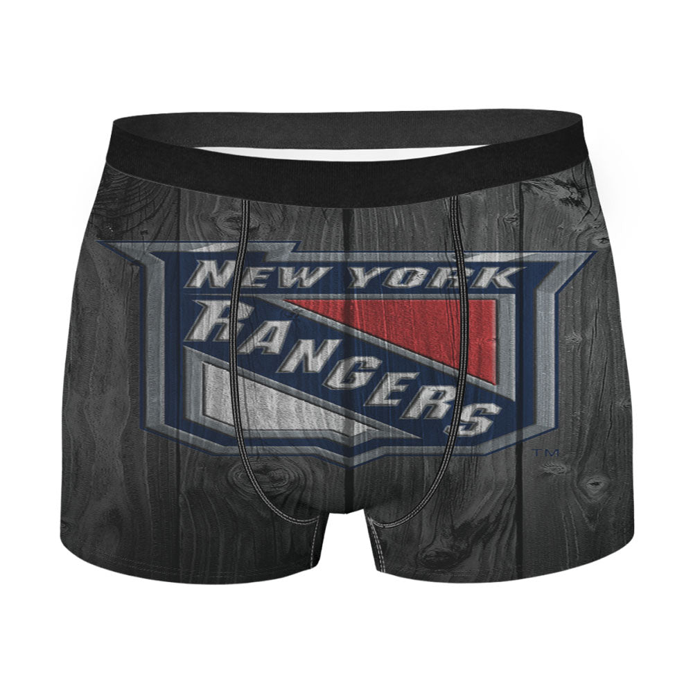 New York Rangers Nhl Logo Dark Wood Men'S Boxer Briefs