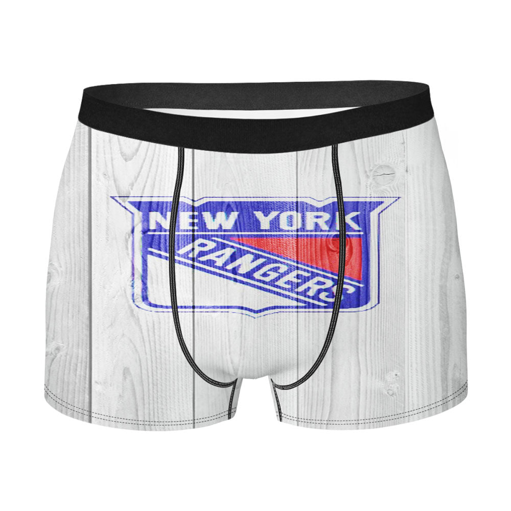 New York Rangers Nhl Logo White Wood Wallpaper Men'S Boxer Briefs