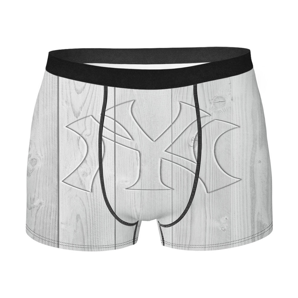 New York Yankees Embossed Logo Wood Wallpaper Men'S Boxer Briefs