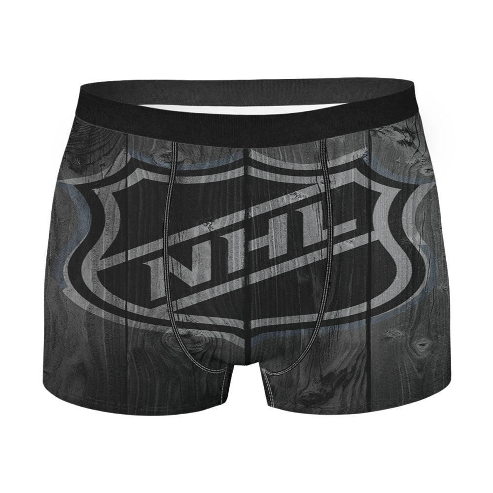 Nhl Hockey Logo Dark Wood Wallpaper Men'S Boxer Briefs