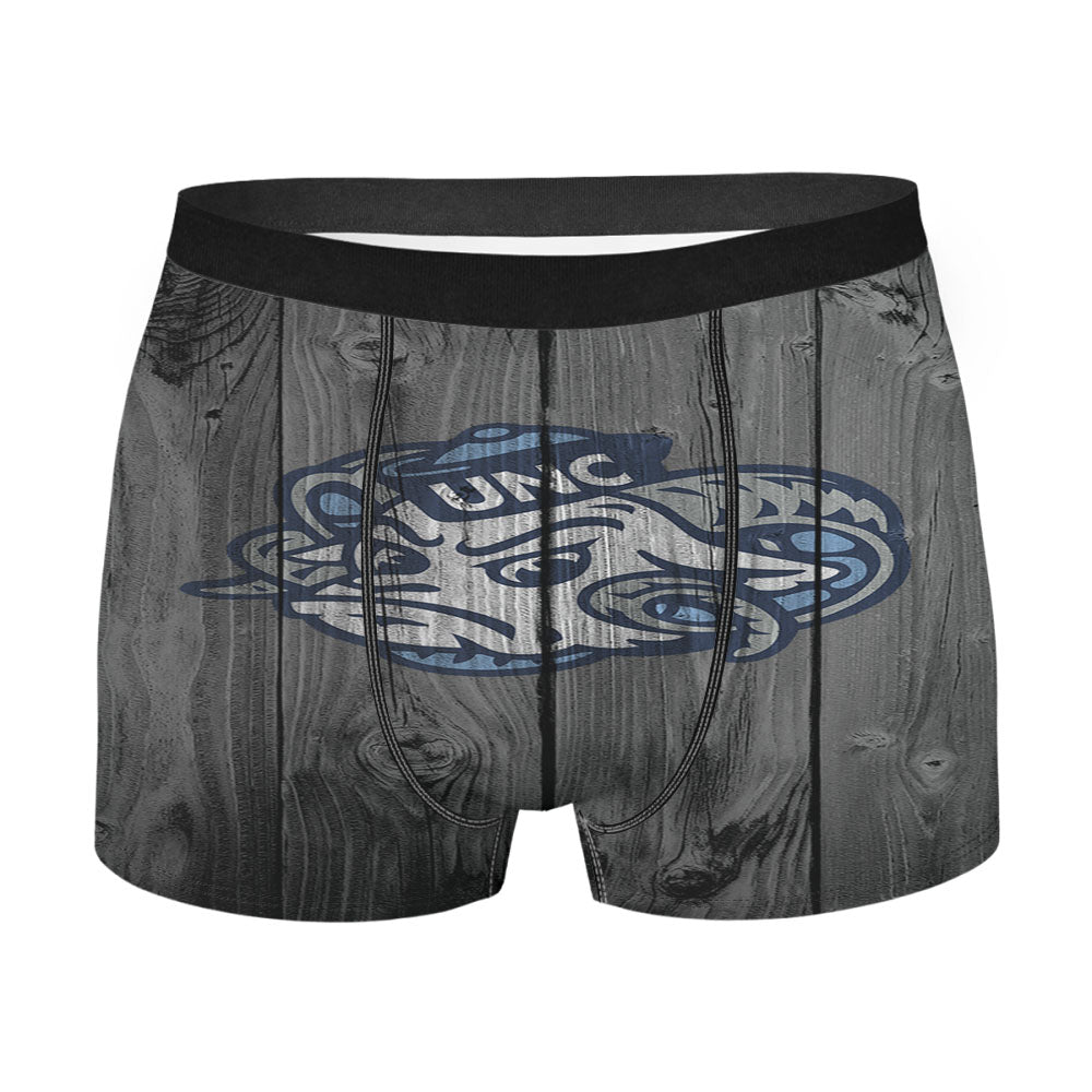 North Carolina University Tar Heels Bright Head Logo Dark Wood Men'S Boxer Briefs