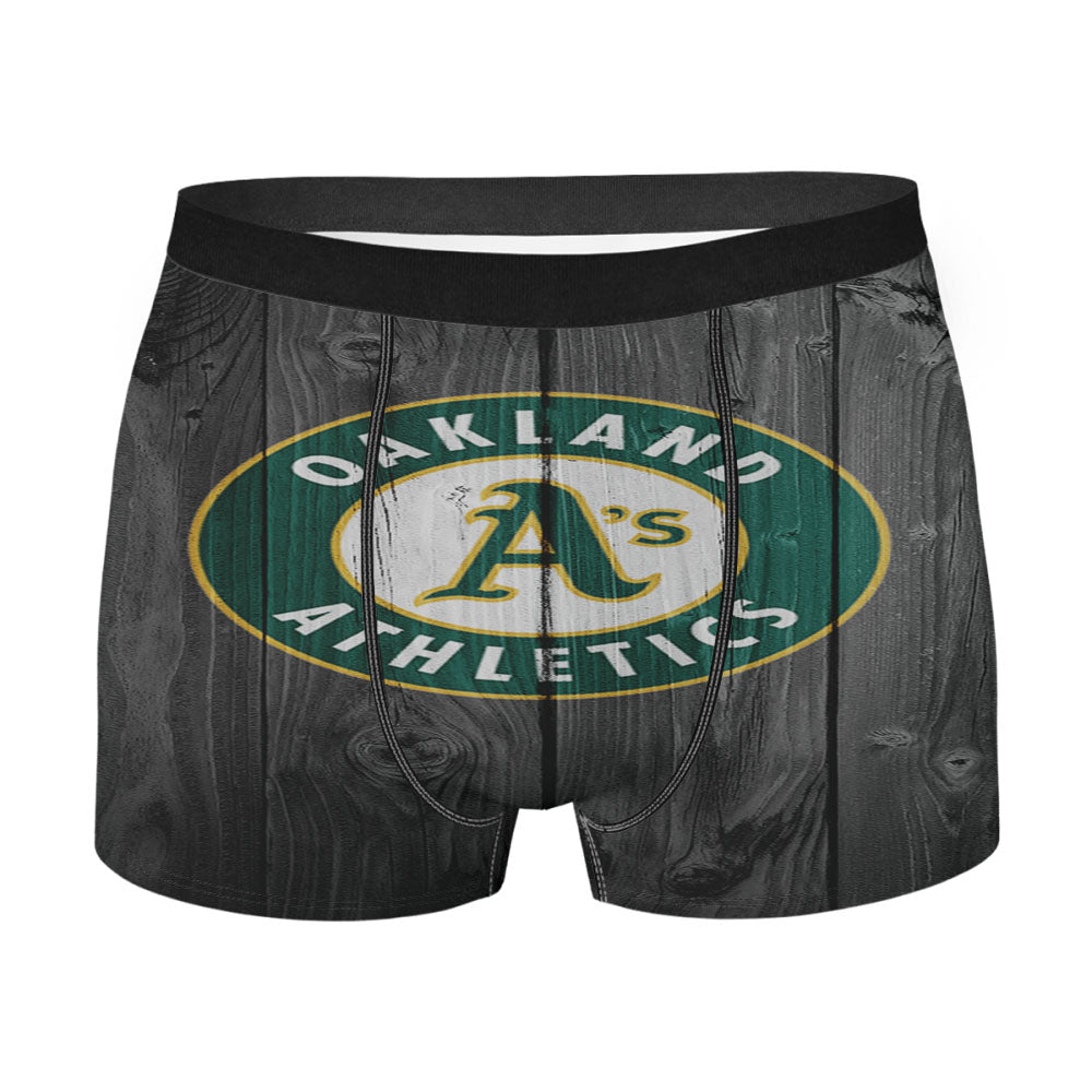 Oakland Athletics Logo Dark Wood Wallpaper Men'S Boxer Briefs