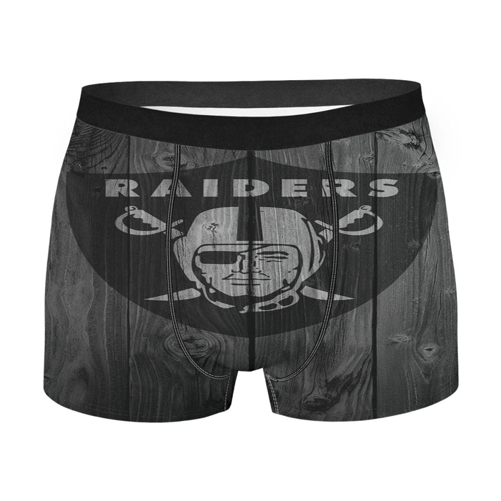 Oakland Raiders Nfl Logo Dark Wood Wallpaper Men'S Boxer Briefs
