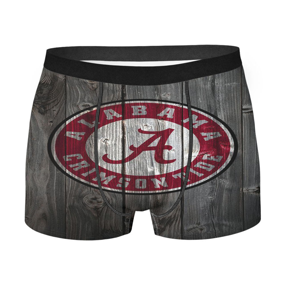 Old Alabama Crimson Tide Nfl Logo Dark Wood Wallpaper Men'S Boxer Briefs