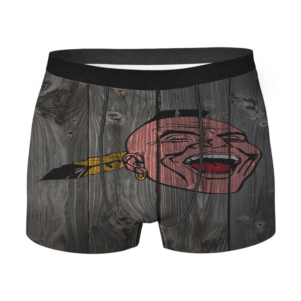 Old Boston Braves Mlb Logo Dark Wood Wallpaper Men'S Boxer Briefs