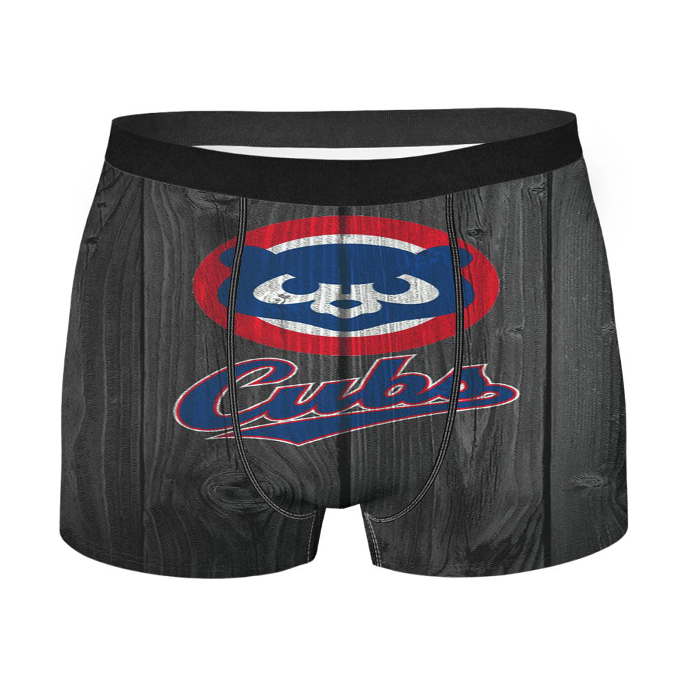 Old Chicago Cubs Bear Mlb Logo Dark Wood Men'S Boxer Briefs