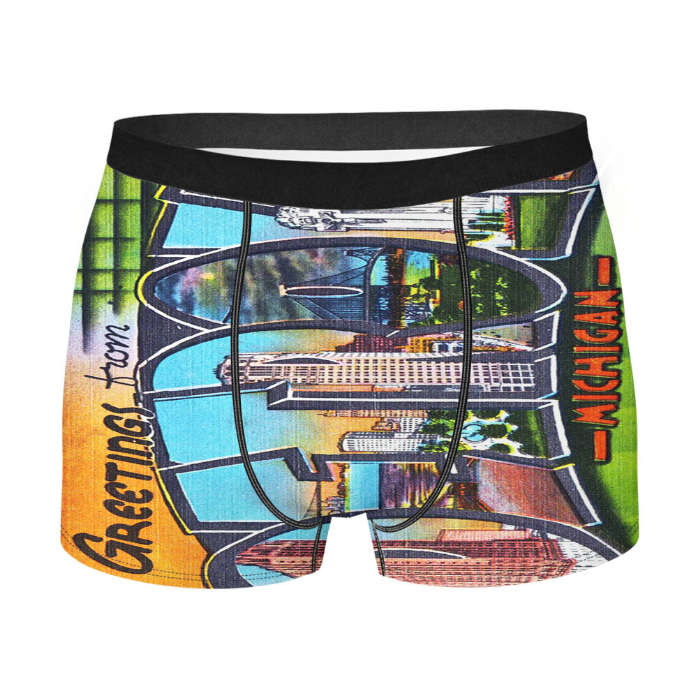Old Classic Detroit Postcard Men'S Boxer Briefs